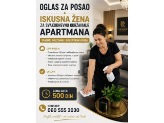 Potrebna žena za održavanje apartmana